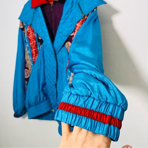 Vintage Retro Lavon Colorful Windbreaker Blue Red Purple 1990s 1980s L - Picture 5 of 10